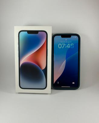 Iphone 14 128GB azzurro con cavo, cover e scatola