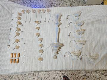 LAMPADARIO VETRO MURANO OBALL TURCHESE