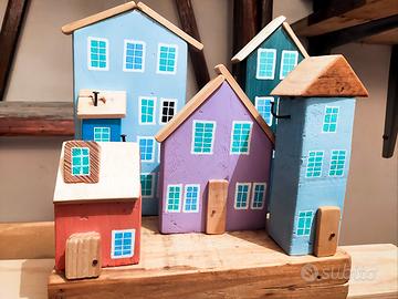miniatura borgo in legno fatto a mano 