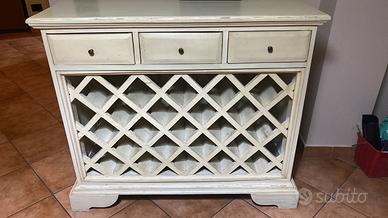 Mobile portabortiglie shabby chic in legno