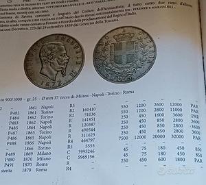 ARGENTO 5 LIRE vitt emanuele II  monete antiche