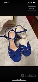 Sandali in camoscio, blu
