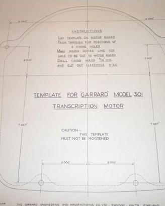 Mounting template plinth GARRARD 301 scala 1 a 1