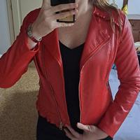 giacca eco pelle rosso corallo