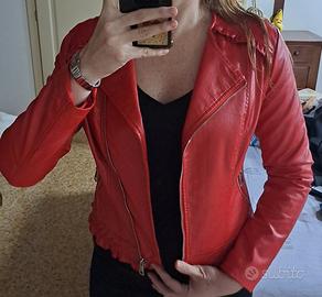 giacca eco pelle rosso corallo