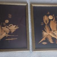 set 2 QUADRI arte orientale realizzati con legno d
