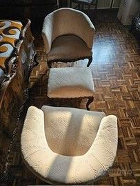 N. 2 POLTRONE 1 POGGIAPIEDI VINTAGE