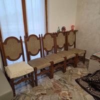 Set 5 Sedie in Legno Massello e Paglia di Vienna