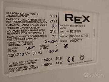oggetti interno frigo e congelator REX RC 340 BSEX