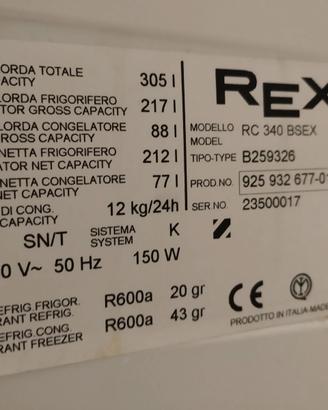 oggetti interno frigo e congelator REX RC 340 BSEX