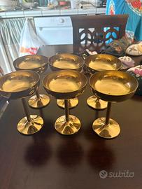 Set 6 calici/coppe champagne vintage in metallo
