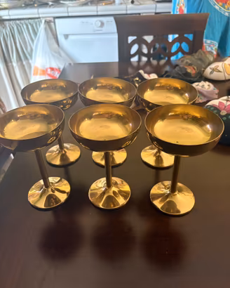 Set 6 calici/coppe champagne vintage in metallo