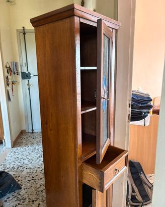 Vetrina colonna  in legno massello stile  rustico