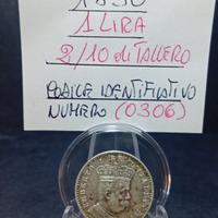 1 Lira da (2/10 di TALLERO) del 1890 Colonia Erit