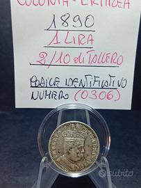 1 Lira da (2/10 di TALLERO) del 1890 Colonia Erit