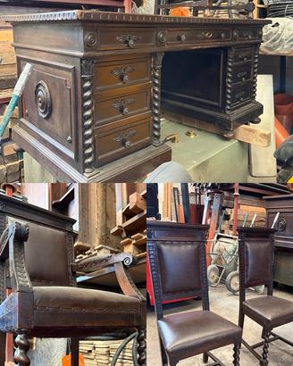 Arredo ufficio in legno – Scrivania + 3 sedie