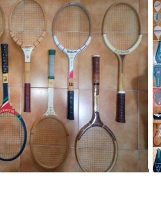Racchette tennis manico legno vintage, e altre-bl3