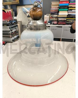 LAMPADARIO A SOSPENSIONE MURANO ANNI 70 OPALINO CO
