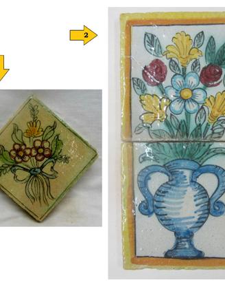 Mattonella mattone riggiola mazzo fiori vaso