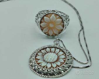 Collana anello arg. 925 cammeo