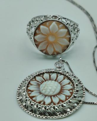 Collana anello arg. 925 cammeo