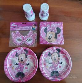 Kit festa festeggiamenti Minnie piatti, bicchieri,