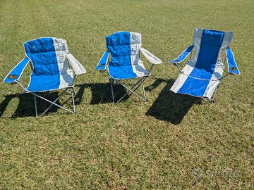 3 sedie da campeggio pieghevoli nuove 