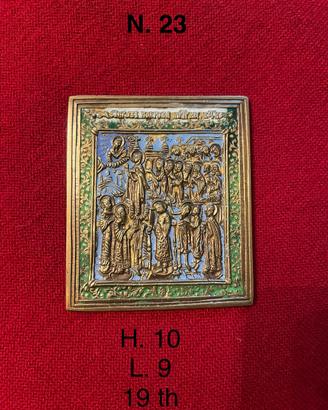 Icona russa in bronzo smaltato, 910x9cm, 19th