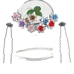 Forcine strass rose più 2 fermacapelli Set 10 pz