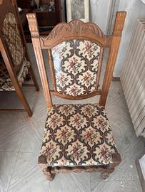 Sedie vintage anni ’60 in legno e stoffa ricamata