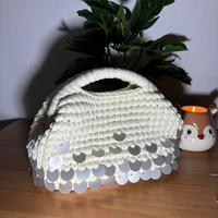 Clutch panna pailettes argento borse donna