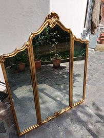 Splendido Specchio Trittico Vintage in Oro Brunit