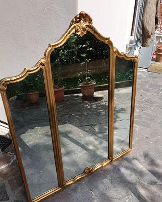Splendido Specchio Trittico Vintage in Oro Brunit