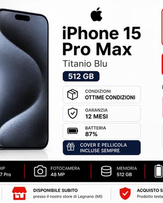 Apple iPhone 15 Pro Max Titanio Blu 512 GB