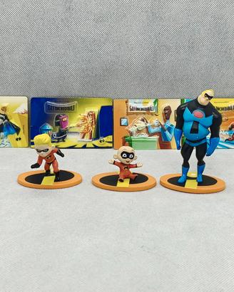 Lotto 3 personaggi/4 cards Gli Incredi*bili Disney