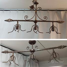 Lampadario a sospensione a tre luci rustico