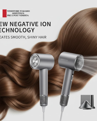 Asciugacapelli ionico tipo dyson 1600w grigio