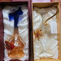 Coppia di vasetti di vetro soffiato