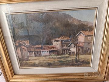 Quadro olio su tela "Cascinali varesini", firmato,