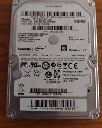 HDD Samsung 750 GB 2.5"
