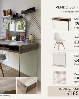 Set toletta /scrivania/specchio illuminato