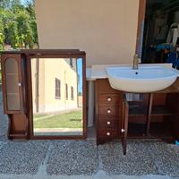 mobile bagno con specchio e  lavabo