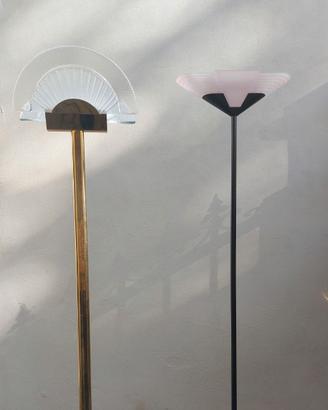 Coppia lampade da terra vintage – ottone e nera