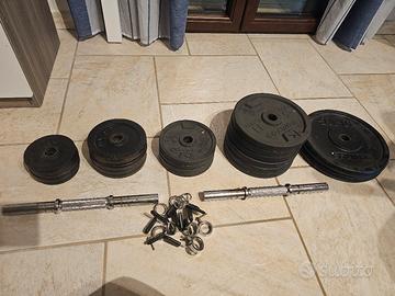 Kit ghisa palestra  + manubri e  ferma dischi