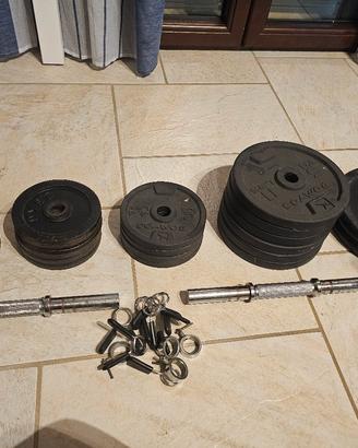 Kit ghisa palestra  + manubri e  ferma dischi