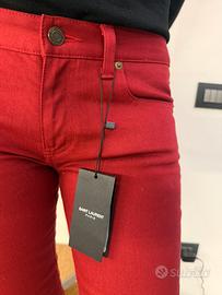Pantaloni Saint Laurent Paris rosso skinny 36/38