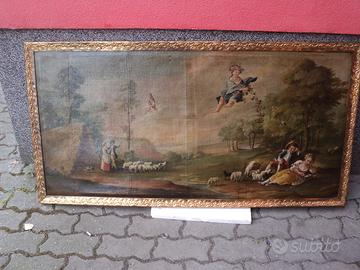 Quadro depoca con scena e pecore 135x69