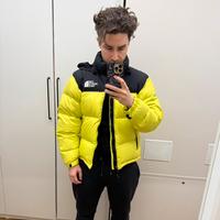 Piumino The North Face Nuptse 700 nero giallo fluo