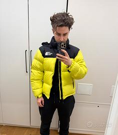Piumino The North Face Nuptse 700 nero giallo fluo