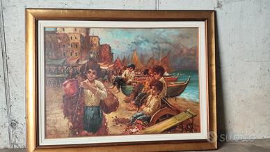 NINO SALVADORI. Olio su tela: Scugnizzi